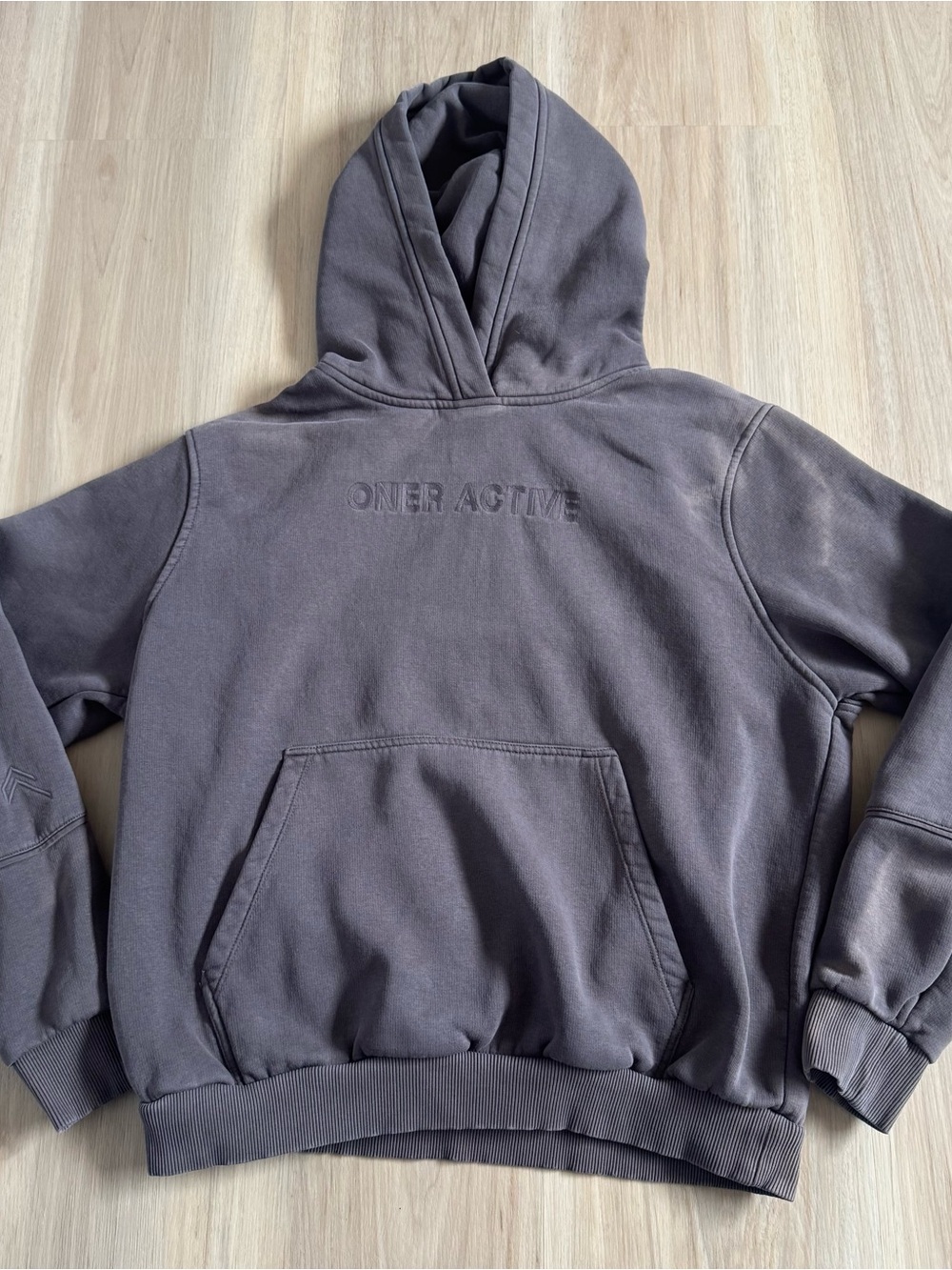 Oner Active Hoodie Washed Grey/ Brown Sz M